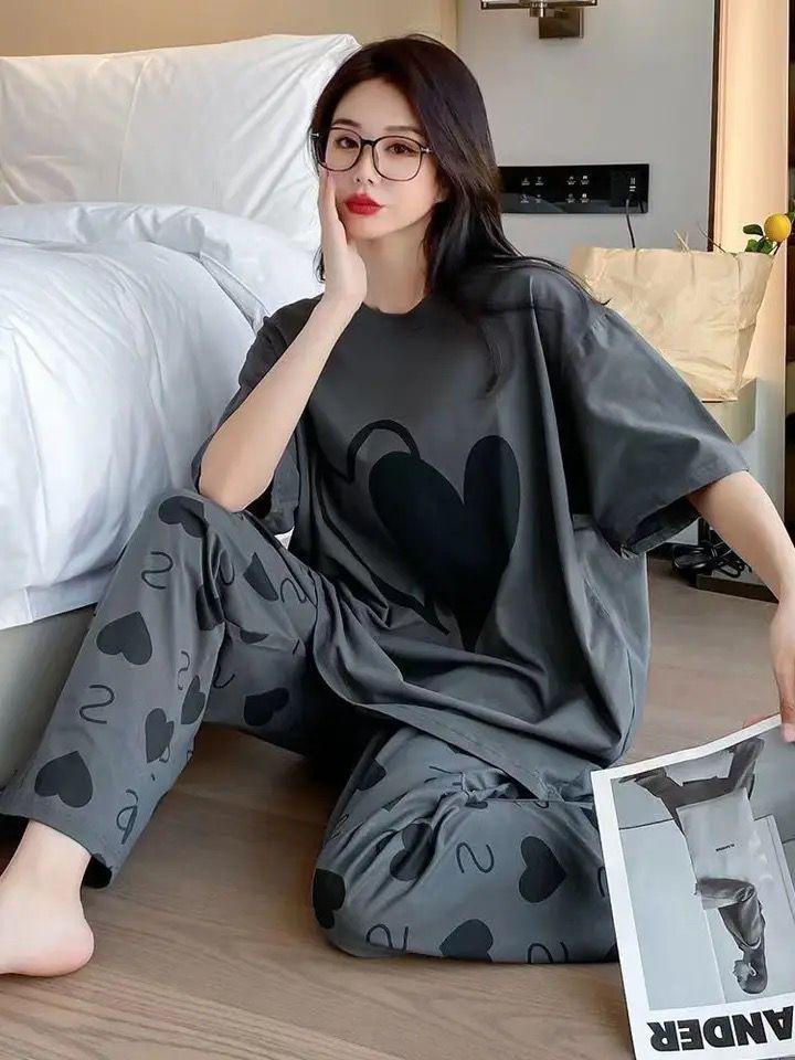 2 Pcs Women's Stitched Cotton Jersey Printed Night Suit